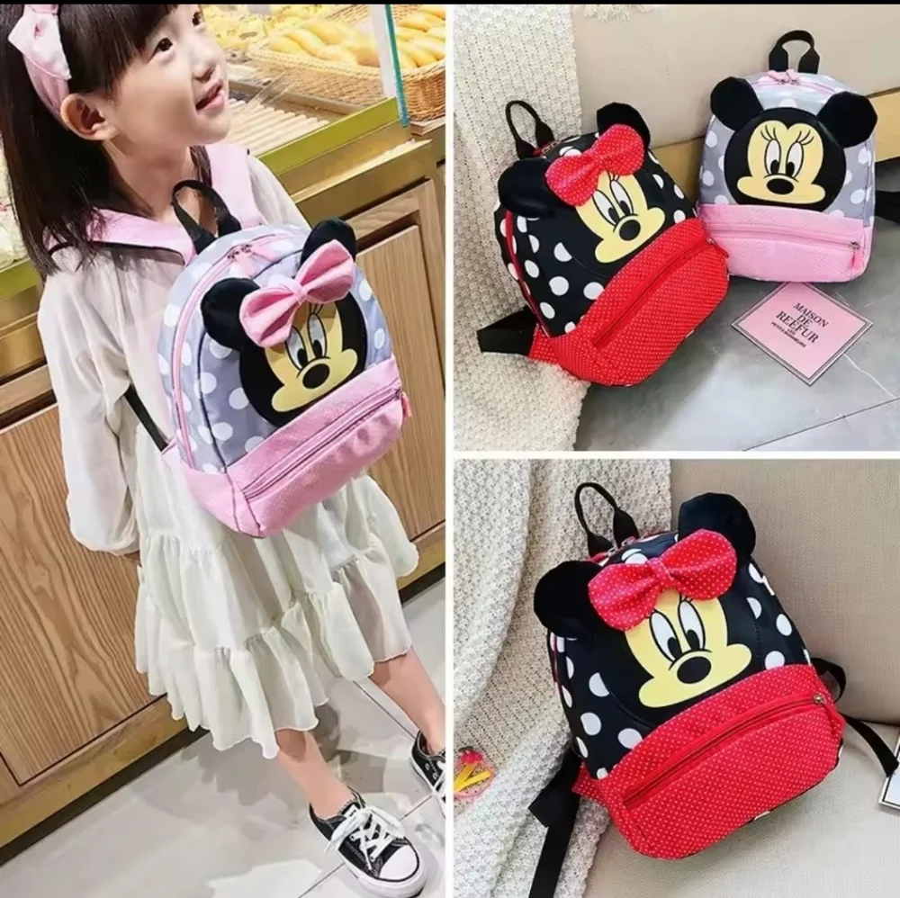 New Disney Minnie Mouse Red and Black Backpack #921 - Picture 2 of 3